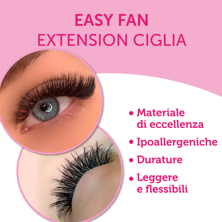 Extension Ciglia Professionali Easy Fan - Flower - Ciglia Finte - Curvatura C/D/D+/L - Spessore 0,05/0,07/0,10mm - Lunghezza 8/15mm