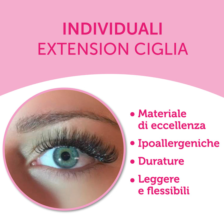 Extension Ciglia One To One o Individuali 0,15mm di Spessore - Curvatura C/D - 12 Linee - Lunghezza 8mm-15mm - Ciglia Finte Professionali - Lashes Extension di Altissima Qualità