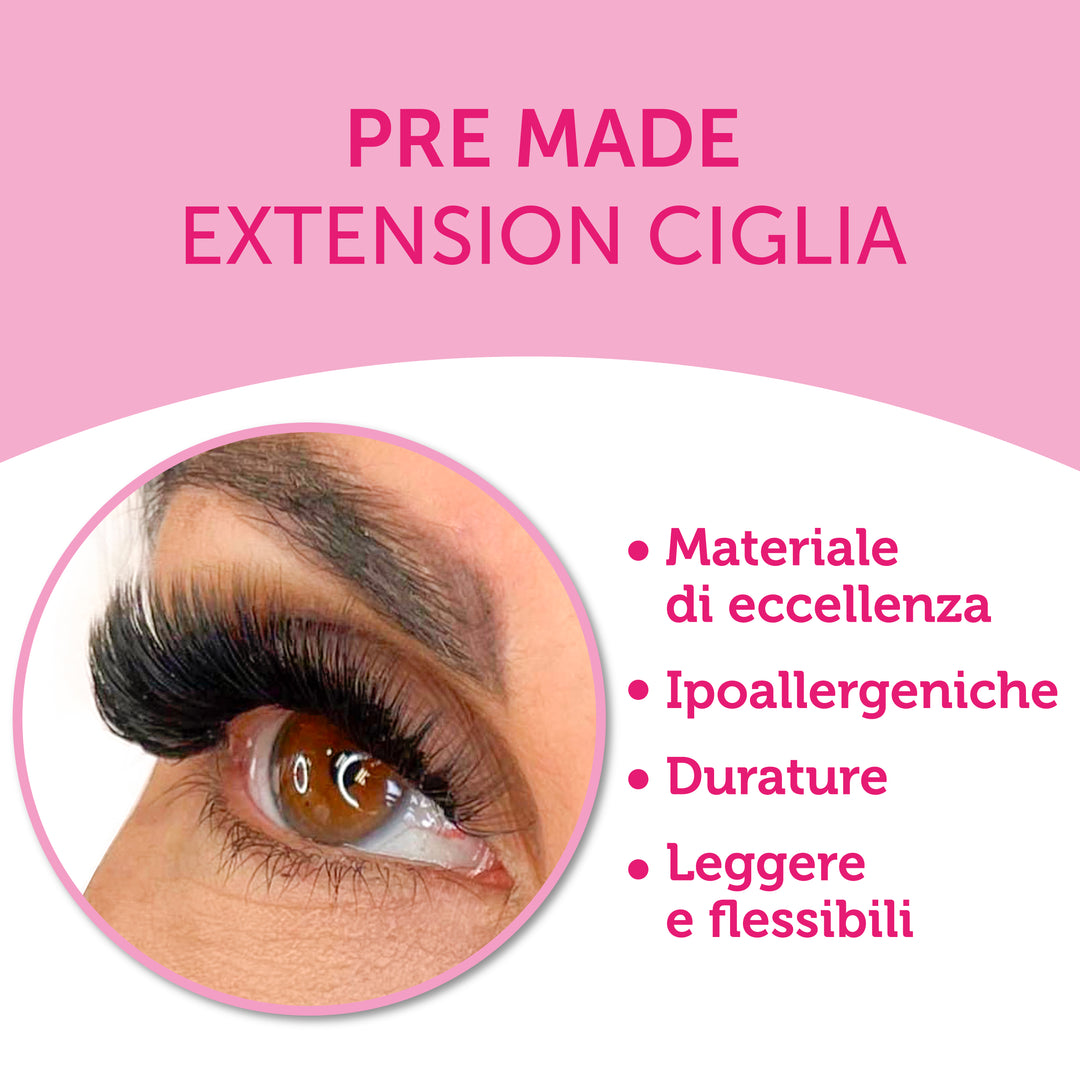 Extension Ciglia 3D-20D Ciglia Finte Ciuffetti - 0,07mm e 015mm - Curvatura C e D - 8mm a 15mm - Premade Fan - Ciglia Volume Russo Effetto Hollywood Professionali